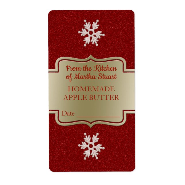 Etiqueta Flocos de neve vermelhos Maçã caseira (Frente)