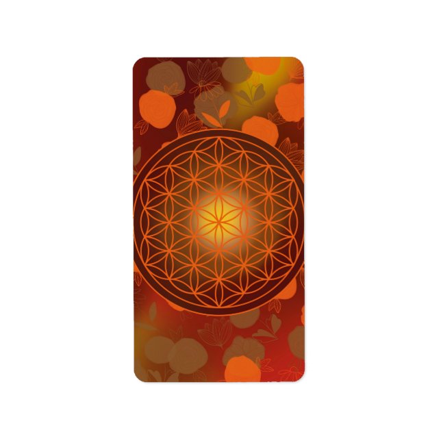 Etiqueta flor da vida, chakra,zen,geométrico sagrado, (Frente)