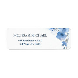 Etiqueta Flor de Aquarela Azul | Casamento