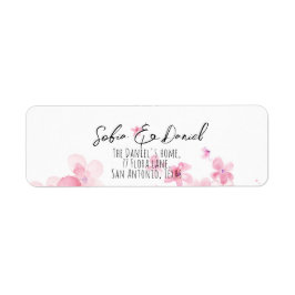 Etiqueta Flor de aquarela laranja rosa