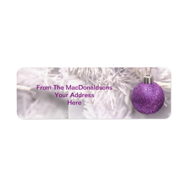 Etiqueta Flor de árvore de Natal roxo (Frente)