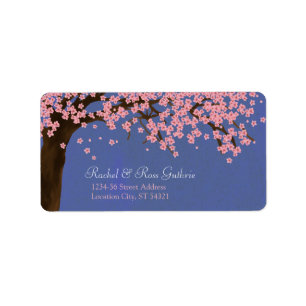 Etiqueta Flor de cerejeira/endereço aguarela de Sakura