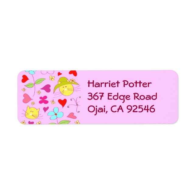 Etiqueta Flor de Gato Floral Bonito Hat 2 (Frente)