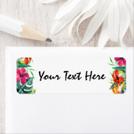 Etiqueta Flor de Hibisco Paraíso Tropical Floral Havaiano