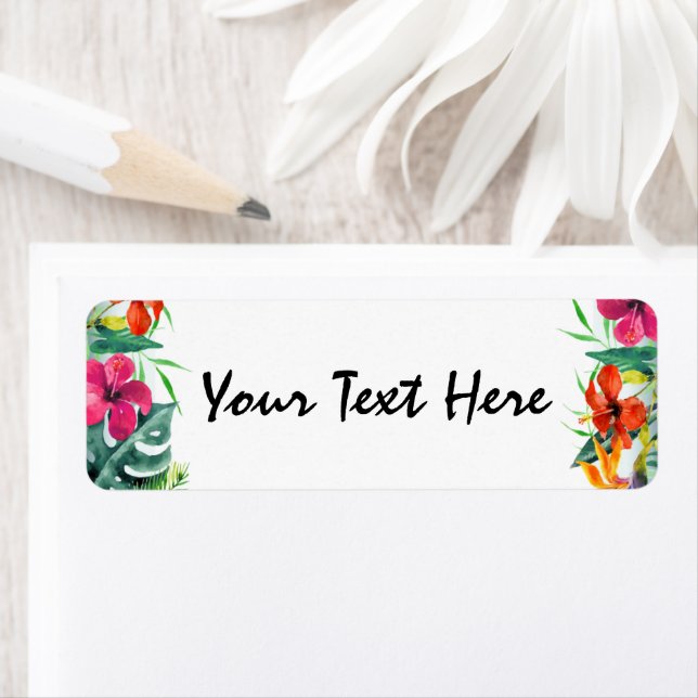 Etiqueta Flor de Hibisco Paraíso Tropical Floral Havaiano (Insitu)