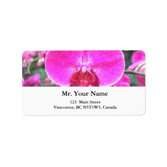 Etiqueta Flor de orquídea rosa, fotografia floral (Frente)