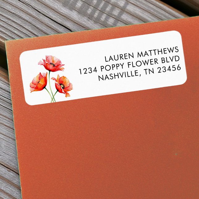 Etiqueta Flor de Papoula Floral Laranja Primavera (NASHVILLE, TN)