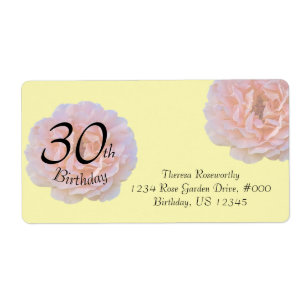 Etiqueta Flor rosa / Rosa / Amarelo / aniversário de 30 ano