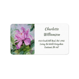 Etiqueta Flor tropical cor-de-rosa da orquídea no endereç