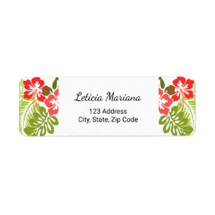 Etiqueta Florais Vermelhos e Verdes Abstrato personalizados