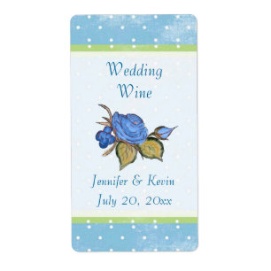 Etiqueta floral azul do vinho do casamento