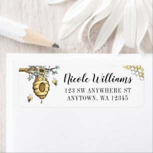 Etiqueta Floral Beehive Honey Sweet Bee Return Address