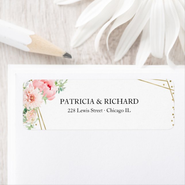 Etiqueta Floral Bege Geométrico Elegante Dourado (Insitu)