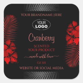 Etiqueta Floral Black Red Product Label Hawaii Flo