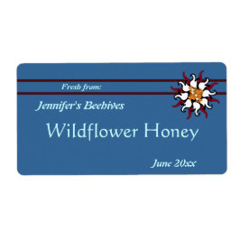 Etiqueta Floral Borgonha com Bandeiras de Stripes