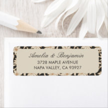 Floral Botanical Black Ivory Return Address