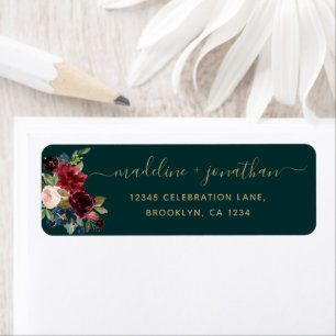 Etiqueta Floral Burgundy Marinho Blue Emerald - Script Dour