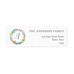 Etiqueta Floral Butterfly Wreath Return Labels