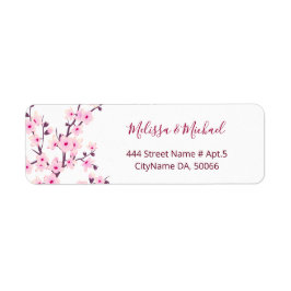 Etiqueta Floral Cherry Blossoms Pink White | Wedding