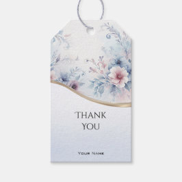 Etiqueta Floral Cor-de-Água Azul Cor-de-rosa