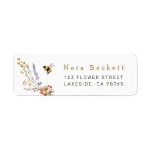 Etiqueta Floral de Abelhas de Flor Selvagem