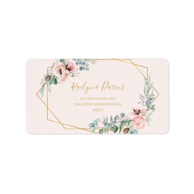 Etiqueta Floral de Blush Elegante | Pastel Wedding RSVP End (Frente)