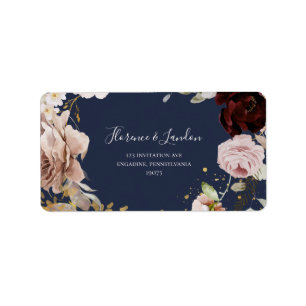 Etiqueta Floral de Blush Moderno Endereço de devolução