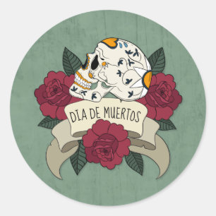 Etiqueta floral de Crânio Diâmetro de los Muertos
