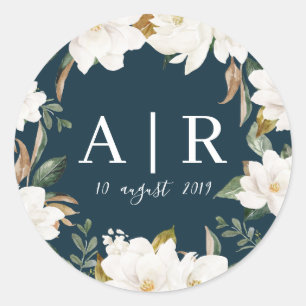 etiqueta floral do casamento da magnólia bonita