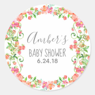 Etiqueta floral do Tag do favor do chá de fraldas