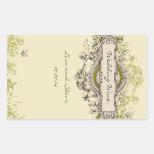 Etiqueta floral do vinho do casamento do vintage