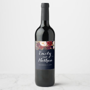 Etiqueta floral do vinho do casamento outono de