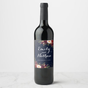 Etiqueta floral do vinho do casamento outono do