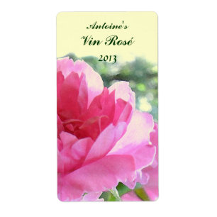 Etiqueta floral do vinho do rosa do rosa