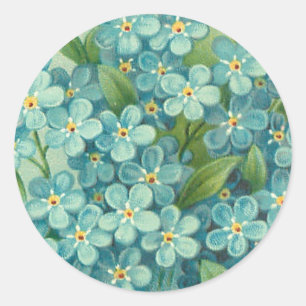 Etiqueta floral do vintage com miosótis azuis