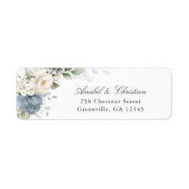 Etiqueta Floral Dusty Blue Greenery Return Address Label