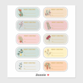 Etiqueta Floral e Dourada para presentes de Natal