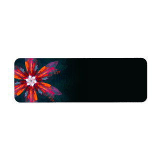Etiqueta Floral Flores de Mandala Laranja Vermelho Abstrato