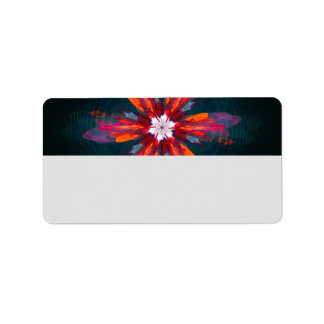 Etiqueta Floral Flores de Mandala Laranja Vermelho Abstrato
