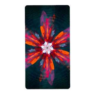 Etiqueta Floral Flores de Mandala Laranja Vermelho Abstrato