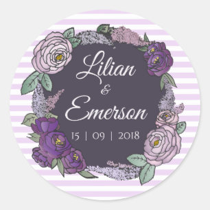 Etiqueta floral listrada elegante do Lilac & da