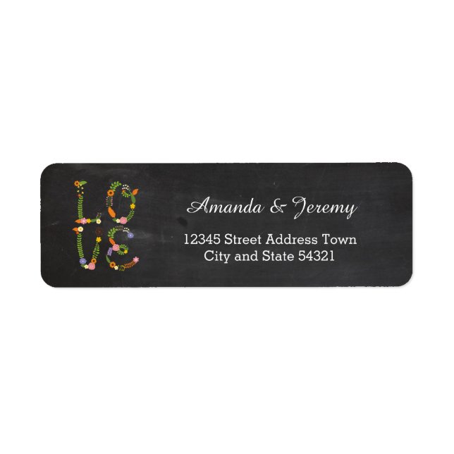Etiqueta Floral LOVE Letters Rustic Weding (Frente)
