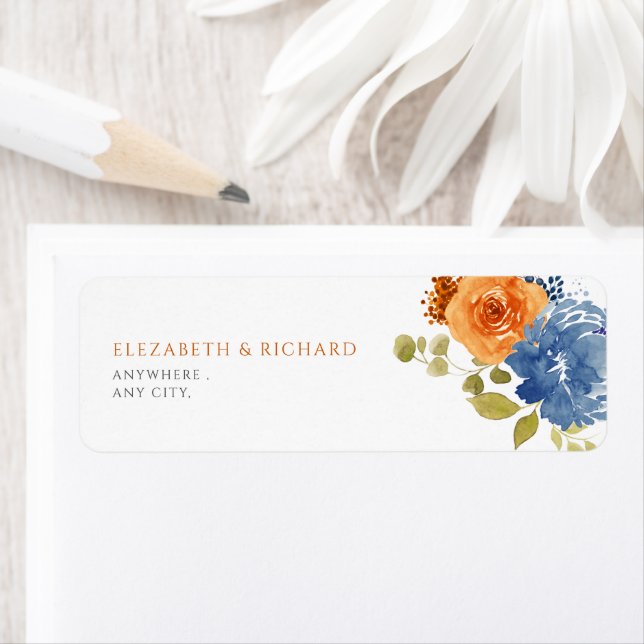 Etiqueta floral marinho Azul queimado Laranja qued (Insitu)