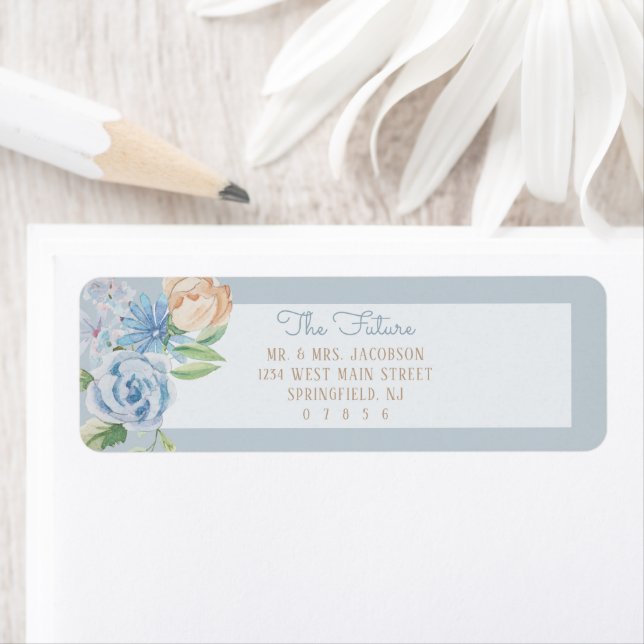 Etiqueta Floral Molho Azul-Aquarela Desenhado (Insitu)