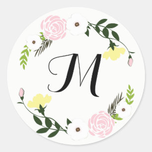 Etiqueta floral Monogrammed do casamento do jardim