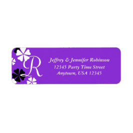 Etiqueta Floral no nome roxo e no monograma do rótulo de en