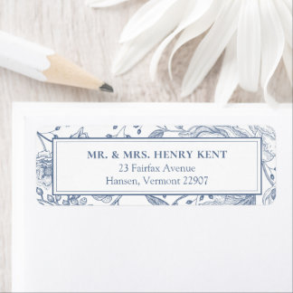 Etiqueta Floral Periwinkle Elegant Wedding Return Address