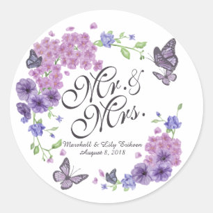 Etiqueta floral personalizada do casamento das