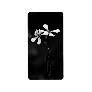 Etiqueta floral preto e branco mínimo