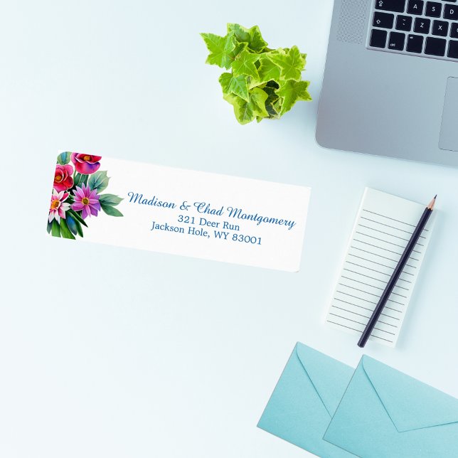 Etiqueta Floral Púrpura Elegante Rosa (Criador carregado)